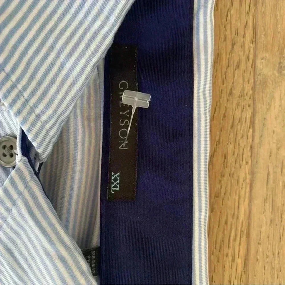 Greyson Mens Polo Striped Blue White XXL - Picture 4 of 8